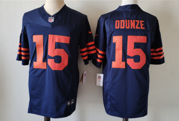 Men's Chicago Bears #15 Rome Odunze Navy 2024 Draft Color Rush F.U.S.E. Limited Jersey