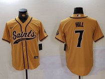 Men's New Orleans Saints #7 Taysom Hill Gold Baseball Jersey