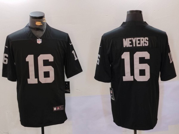 Men's Raiders #16 Meyers Black Vapor Untouchable Limited Jeresey