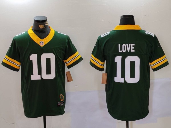 Men's Green Bay Packers #10 Jordan Love Green 2024 F.U.S.E. Vapor Untouchable Limited Jersey