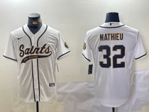 Men's New Orleans Saints #32 Tyrann Mathieu White Baseball Jersey