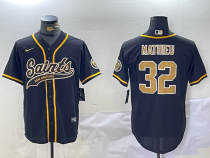 Men's New Orleans Saints #32 Tyrann Mathieu Black Baseball Jersey
