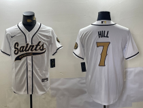 Men's New Orleans Saints #7 Taysom Hill White Baseball Jersey
