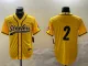 Men's Pittsburgh Steelers #2 Justin Fields Yellow Baseball Nike Jersey