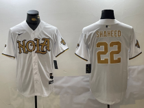 Men's New Orleans Saints #22 Shaheed White Baseball Jersey