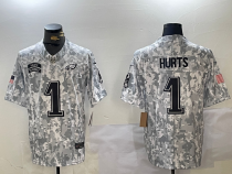 Men's Philadelphia Eagles #1 Jalen Hurts Arctic Camo 2024 F.U.S.E. Salute to Service Jersey