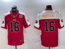 Men's San Francisco 49ers #16 Joe Montana Red F.U.S.E. Golden Gate Bridge With 3-Star Patch Jersey