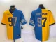 Men's Detroit Lions #97 Aidan Hutchinson Yellow/Blue Split  Vapor Untouchable Limited Jersey