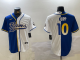 Men's Los Angeles Rams #10 Cooper Kupp Royal/White Split Baseball Jersey