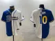 Men's Los Angeles Rams #10 Cooper Kupp Royal/White Split Baseball Jersey