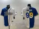Men's Los Angeles Rams #99 Aaron Donald Royal/White Split Baseball Jersey