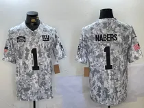 Men's New York Giants #1 Nabers Arctic Camo 2024 F.U.S.E. Salute to Service Jersey