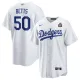 Men's Los Angeles Dodgers #50 Mookie Betts White 2024 World Series Jersey
