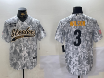 Men's Pittsburgh Steelers #3 Russell Wilson Arctic Camo 2024 Salute to Service Jersey