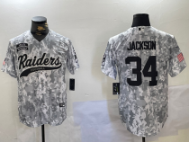 Men's Las Vegas Raiders #34 Bo Jackson Arctic Camo 2024 Salute to Service Jersey