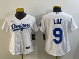 Women MLB Los Angeles Dodgers #9 Lux White Game Nike Jersey