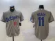 Men's Los Angeles Dodgers #11 Rojas Grey Game Nike Jersey