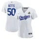 Women's Los Angeles Dodgers #50 Mookie Betts White 2024 World Series Baseball Jersey