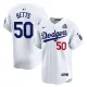 Men's Los Angeles Dodgers #50 Mookie Betts White 2024 World Series Jersey