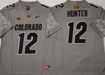 Men's Colorado Buffaloes #12 Travis Hunter Grey 2024 F.U.S.E. With Big 12 XII Patch Stitched Jersey