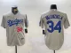 Men's Los Angeles Dodgers #34 Toro Valenzuela Grey Stitched Jersey