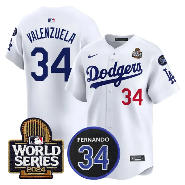Men's Los Angeles Dodgers #34 Toro Valenzuela White 2024 World Series With Fernando Memorial Jersey