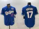 Men's Los Angeles Dodgers #17 Shohei Ohtani Blue 2024 World Series Vin Patch Jersey
