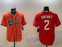 Men's Denver Broncos #2 Pat Surtain II Orange 2024 Baseball Stitched Football Jersey