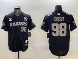 Men's Las Vegas Raiders #98 Maxx Crosby Black With Nevada Silver Stat Patch And 65th Jersey
