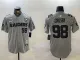 Men's Las Vegas Raiders #98 Maxx Crosby Gray With Nevada Silver Stat Patch And 65th Jersey