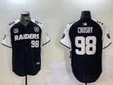 Men's Las Vegas Raiders #98 Maxx Crosby Black With Nevada Silver Stat Patch And 65th Jersey