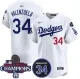 Men's Los Angeles Dodgers #34 Toro Valenzuela White 2024 World Series Champions Jersey