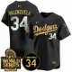 Men's Los Angeles Dodgers #34 Toro Valenzuela Black/Gold 2024 World Series and 24 patch Jersey