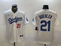 MLB Los Angeles Dodgers #21 Buehler White Game Nike Jersey