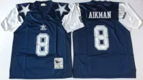 Cowboys #8 Aikman Blue Throwback NFL Jersey