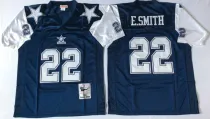 E.Smith Blue Jersey,NFL Dallas Cowboys #22 Throwback 75TH Jersey