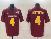 Men's Arizona State Sun Devils #4 Cam Skattebo 2024 F.U.S.E. Maroon Pat Tillman & Peach Jersey