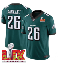 Men's Philadelphia Eagles #26 Saquon Barkley Green 2025 Super Bowl LIX Patch Vapor Jersey