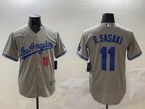 Men's Los Angeles Dodgers #11 Roki Sasaki Grey Game Stitched Baseball Jersey