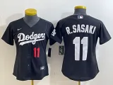 Women Los Angeles Dodgers #11 Roki Sasaki Black Game Stitched Baseball Jersey