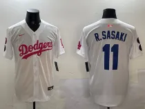 Men's Los Angeles Dodgers #11 Roki Sasaki White Game Stitched Baseball Jersey