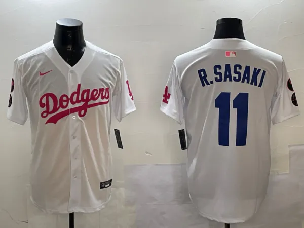 Men's Los Angeles Dodgers #11 Roki Sasaki White Game Stitched Baseball Jersey
