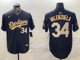Men's Los Angeles Dodgers #34 Toro Valenzuela Black/Gold 2024 World Series Champions Jersey