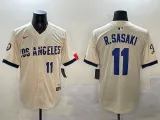 Men's Los Angeles Dodgers #11 Roki Sasaki Cream 2024 World Series Champions City Connect Jersey