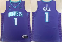 Men's Charlotte Hornets #1 LaMelo Ball Purple Stitched Basketball Jersey