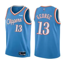 Men's Los Angeles Clippers #13 Paul George 2021/22 City Edition Light Blue 75th Anniversary