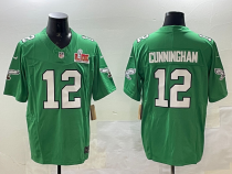 Men's Philadelphia Eagles #12 Randall Cunningham Green 2025 Super Bowl LIX Patch Vapor Jersey