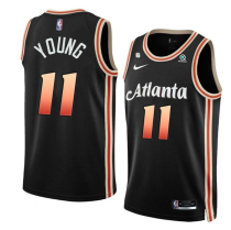 Men's Atlanta Hawks #11 Trae Young 2022-23 Black City Edition With NO.6 Patch Stitched Jersey