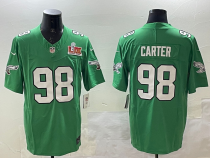 Men's Philadelphia Eagles #98 Carter Green 2025 Super Bowl LIX Patch Vapor Jersey