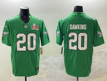 Men's Philadelphia Eagles #20 Dawklns Green 2025 Super Bowl LIX Patch Vapor Jersey